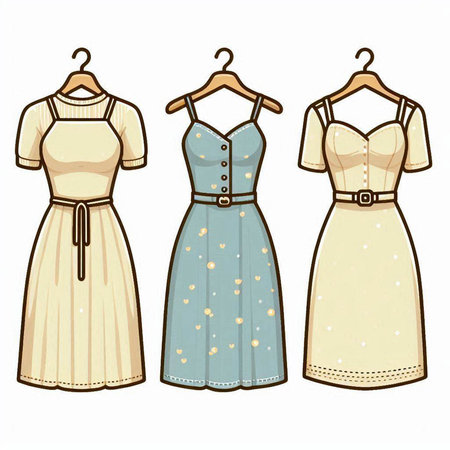 Fashionable dress set on a white background. Vector illustration.のイラスト素材