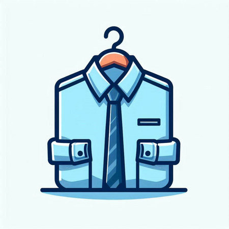 Blue shirt on hanger. Vector illustration in flat cartoon style.のイラスト素材