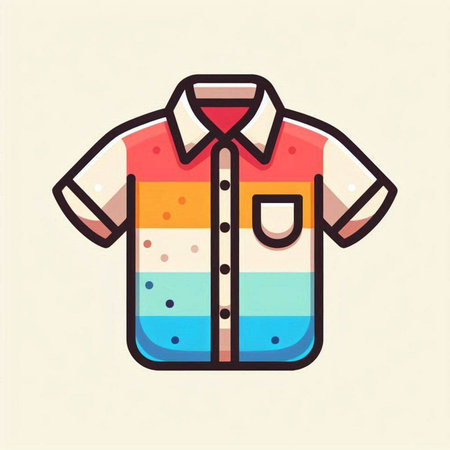 Colorful shirt with stripes. Vector illustration in a flat style.のイラスト素材