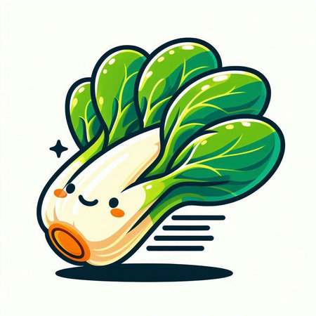 Cute kawaii bok choy cartoon vector illustration.のイラスト素材