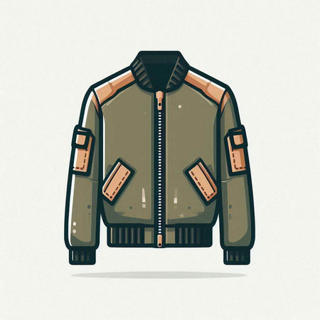 Vector illustration of men's jacket in retro style, isolated on white background.のイラスト素材