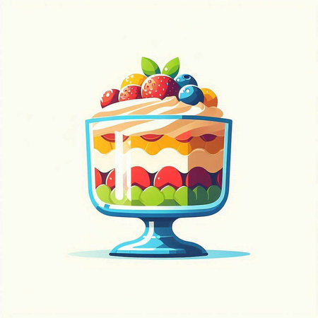 Colorful illustration of a cake in a glass. Vector illustration.のイラスト素材
