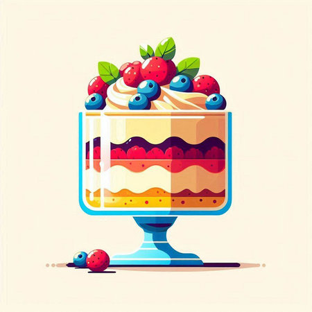 Piece of cake in a glass. Vector illustration in flat style.のイラスト素材