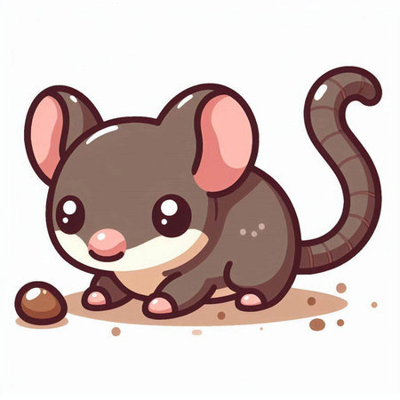 Illustration of cute little mouse on white background. Vector illustration.のイラスト素材