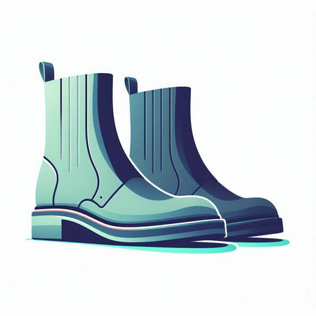Illustration of a pair of rubber boots on a white background.のイラスト素材