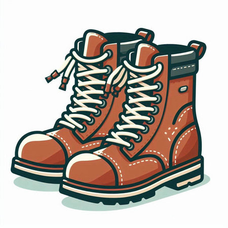 Vector illustration of hiking boots isolated on white background. Cartoon style.のイラスト素材