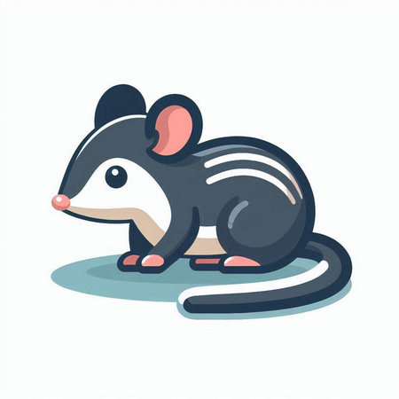 Cute cartoon rat on a white background. Vector illustration in cartoon style.のイラスト素材