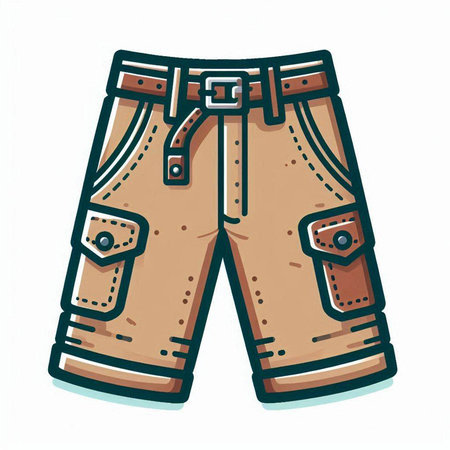 Jeans shorts isolated on a white background. Vector illustration in cartoon style.のイラスト素材