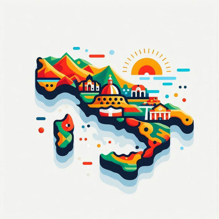 Colorful vector illustration of Madrid city in flat style on white backgroundのイラスト素材