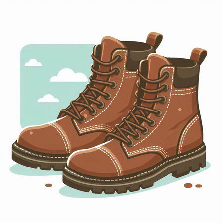 Hiking boots isolated on white background. Vector illustration. Eps 10のイラスト素材