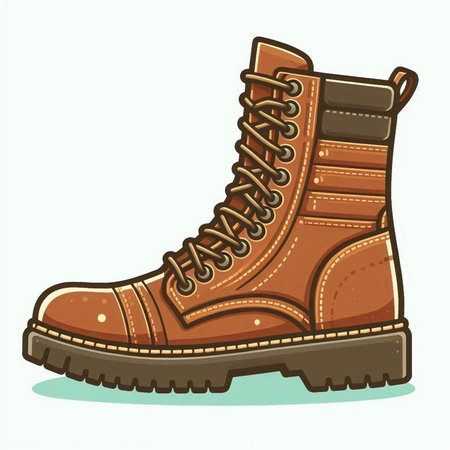 Vector illustration of a brown boot on a white background. Cartoon style.のイラスト素材