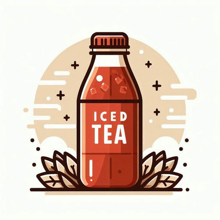 Vector illustration of a bottle of cola with the inscription Iced tea.のイラスト素材