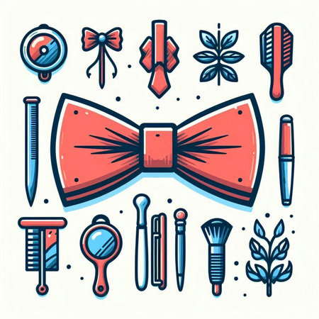 Vector set of hand drawn doodle men's accessories isolated on white background.のイラスト素材