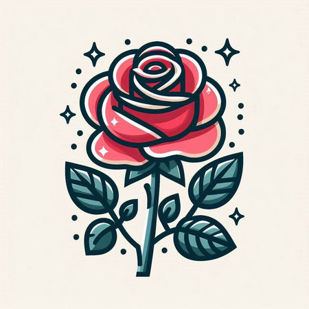 Rose flower icon. Hand drawn vector illustration. Isolated on white background.のイラスト素材