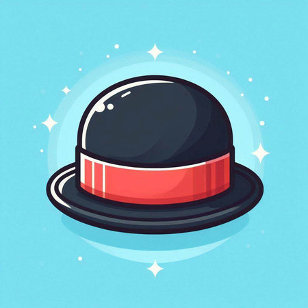 Illustration of a top hat on a blue background. Vector illustrationのイラスト素材