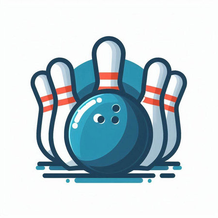 Bowling ball and pins isolated on white background. Vector illustration.のイラスト素材