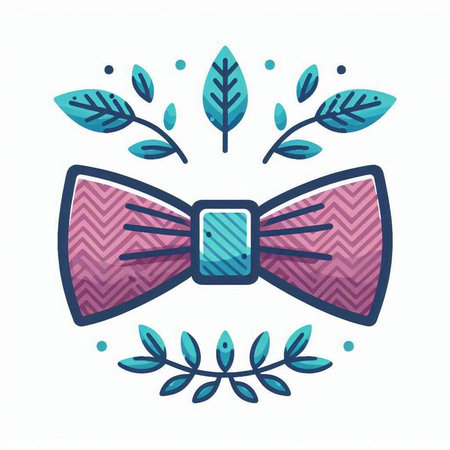 Vector illustration of a bow tie with leaves and laurel wreath.のイラスト素材