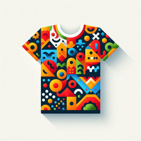 T-shirt with a pattern of geometric shapes. Vector illustration.のイラスト素材