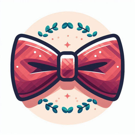 Vector illustration of a bow tie in the form of a Christmas wreathのイラスト素材