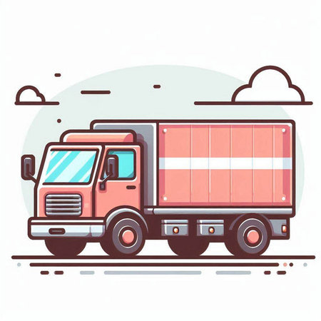 Cargo truck. Vector illustration isolated on white background. Flat style.のイラスト素材