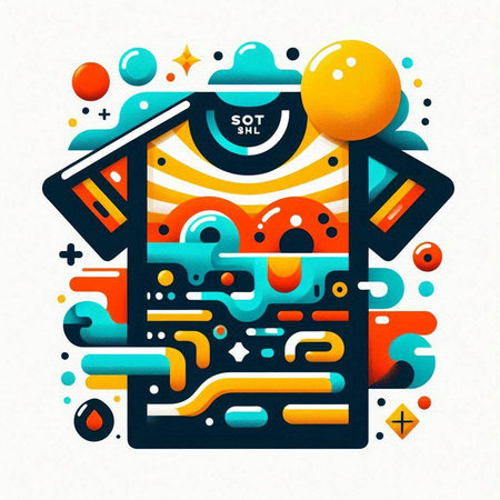 Vector illustration of abstract colorful background with geometric shapes, lines, spots and figuresのイラスト素材