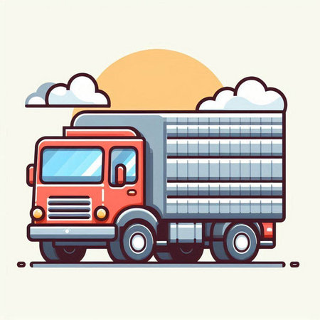 Truck with cargo. Vector illustration in flat style isolated on white background.のイラスト素材