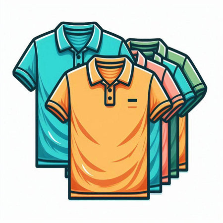 Colorful polo shirts isolated on white background. Vector illustration.のイラスト素材