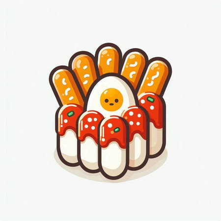 japanese food, sushi, kawaii, vector illustrationのイラスト素材
