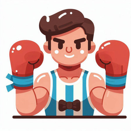 Vector illustration of a man in boxing gloves on a white background.のイラスト素材