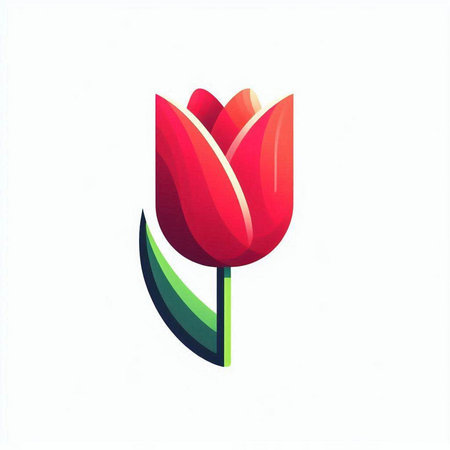 Red tulip flower icon on white background. Isolated vector illustration.のイラスト素材