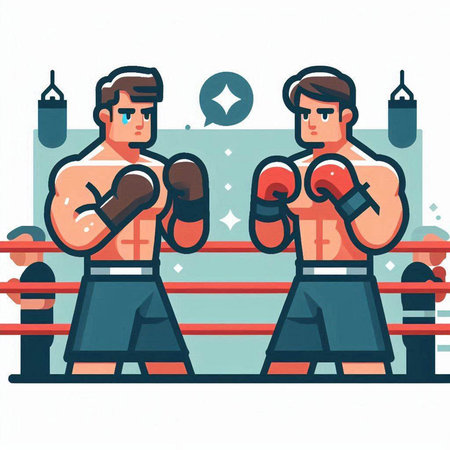 Boxing. Vector illustration in flat style. Boxer training.のイラスト素材