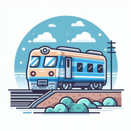 Train in the flat style. Vector illustration on a white background.のイラスト素材