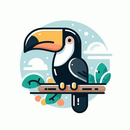 Tropical bird toucan in flat style. Vector illustration.のイラスト素材