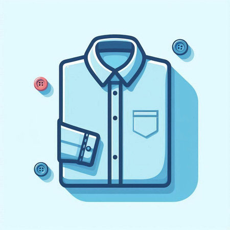 Shirt and buttons. Vector illustration in flat style. Blue background.のイラスト素材
