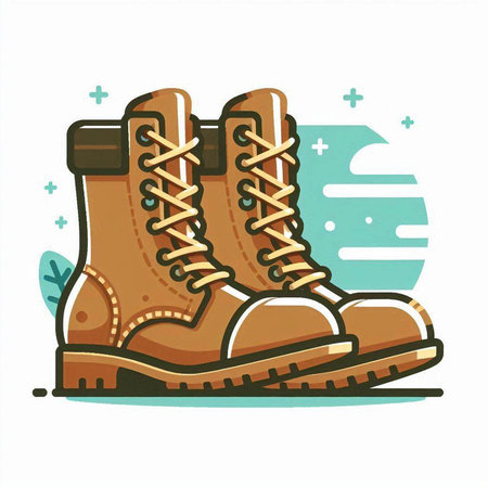 Vector illustration of a hiking boot on a white background. Cartoon style.のイラスト素材