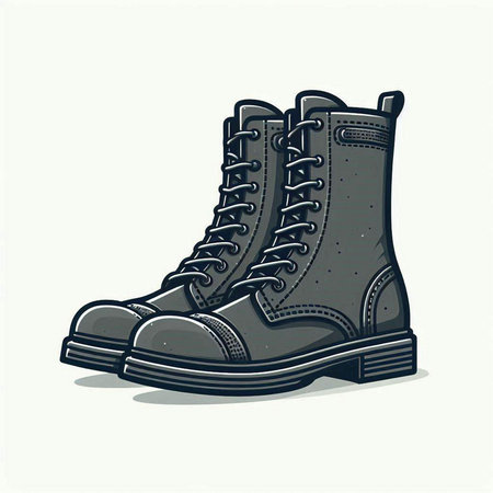 Hiking boots vector illustration in retro style isolated on white background.のイラスト素材