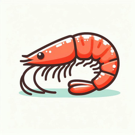 Shrimp icon. Vector illustration of a shrimp. Seafood.のイラスト素材