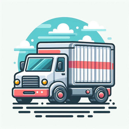 Cargo truck in flat style. Vector illustration for your design.のイラスト素材
