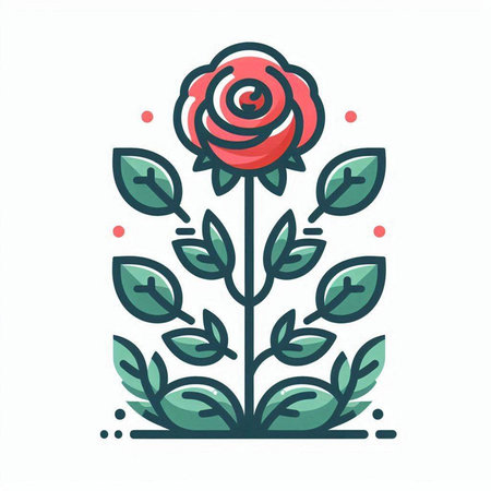 Rose flower vector line icon. Floral design element. Vector illustration.のイラスト素材