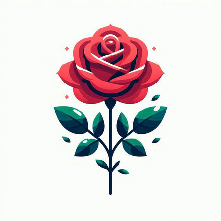 Red rose with a heart on a white background. Vector illustration.のイラスト素材