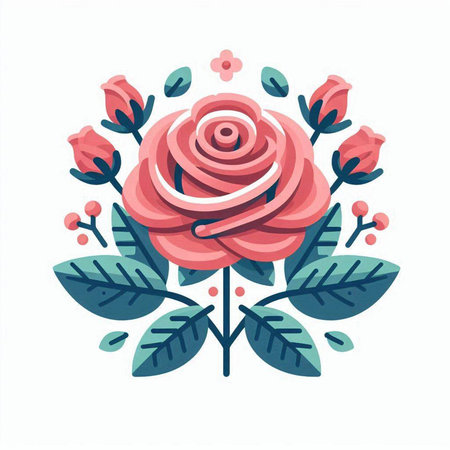 Rose flower vector illustration. Decorative element for wedding invitation, greeting card.のイラスト素材
