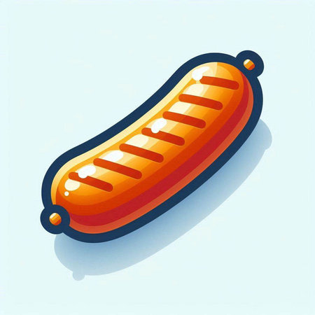 Sausage icon on blue background. Vector illustration. Eps 10.のイラスト素材
