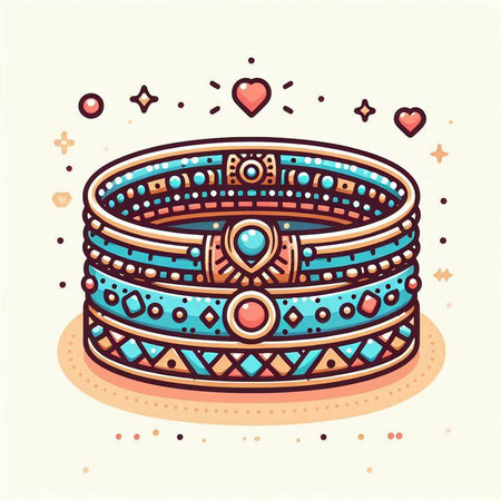 Hand drawn doodle vector illustration of a boho style bracelets.のイラスト素材