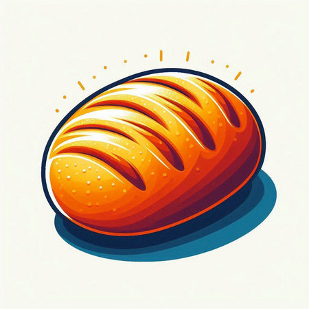 Illustration of a loaf of bread isolated on a white background.のイラスト素材