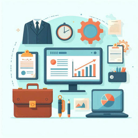 Flat design vector illustration concepts for business analysis and planning, consulting, team work, project management, financial report. Concepts web banner and printed materials.のイラスト素材