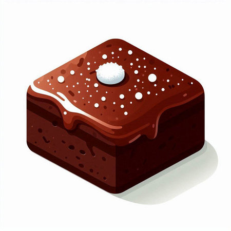 Illustration of a chocolate cake with icing on a white background.のイラスト素材