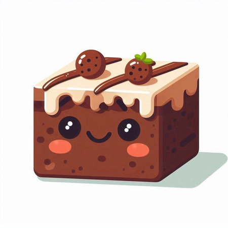 Cake kawaii character. Cartoon style. Vector illustration.のイラスト素材