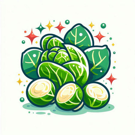 Brussels sprouts on a white background. Vector illustration.のイラスト素材