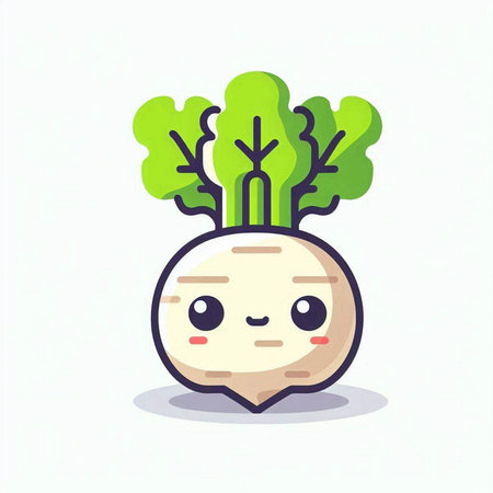 Cute kawaii turnip vegetable character. Vector flat cartoon illustration.のイラスト素材