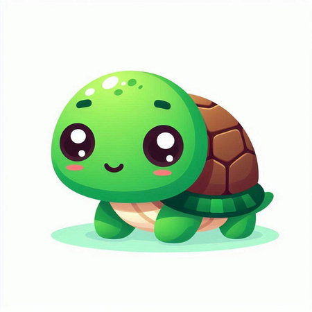 Cute cartoon tortoise. Vector illustration isolated on white background.のイラスト素材